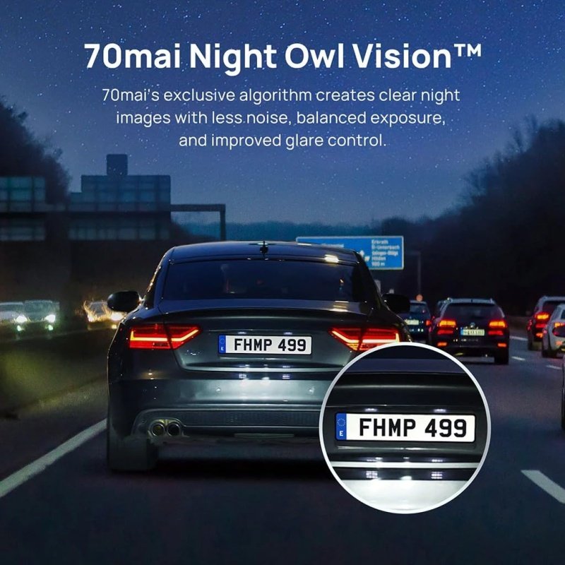 70 Mai Dash Cam A400+ Rear | 1440P Resolution | APP Control - Image 3