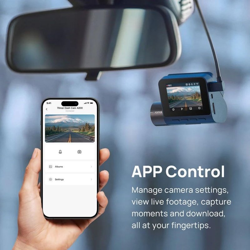 70 Mai Dash Cam A400+ Rear | 1440P Resolution | APP Control - Image 2