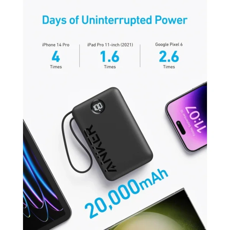 ANKER HUGE POWER BANK WITH BUILT IN USB C CABLE - Image 2