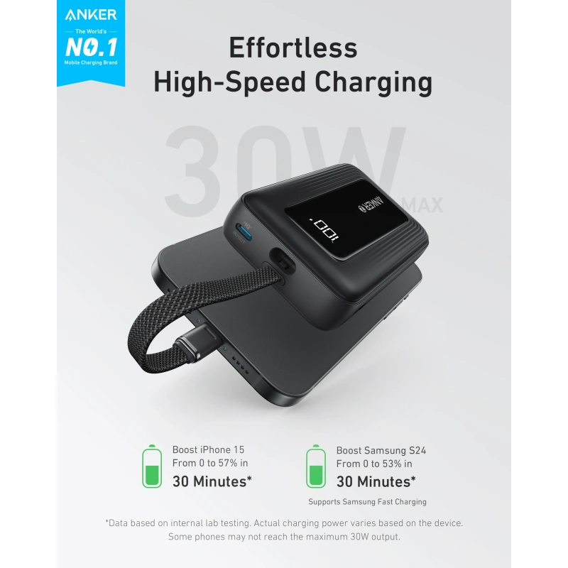 ANKER POWER BANK (10K,30W,BUILT-IN USB-C CABLE) - Image 6