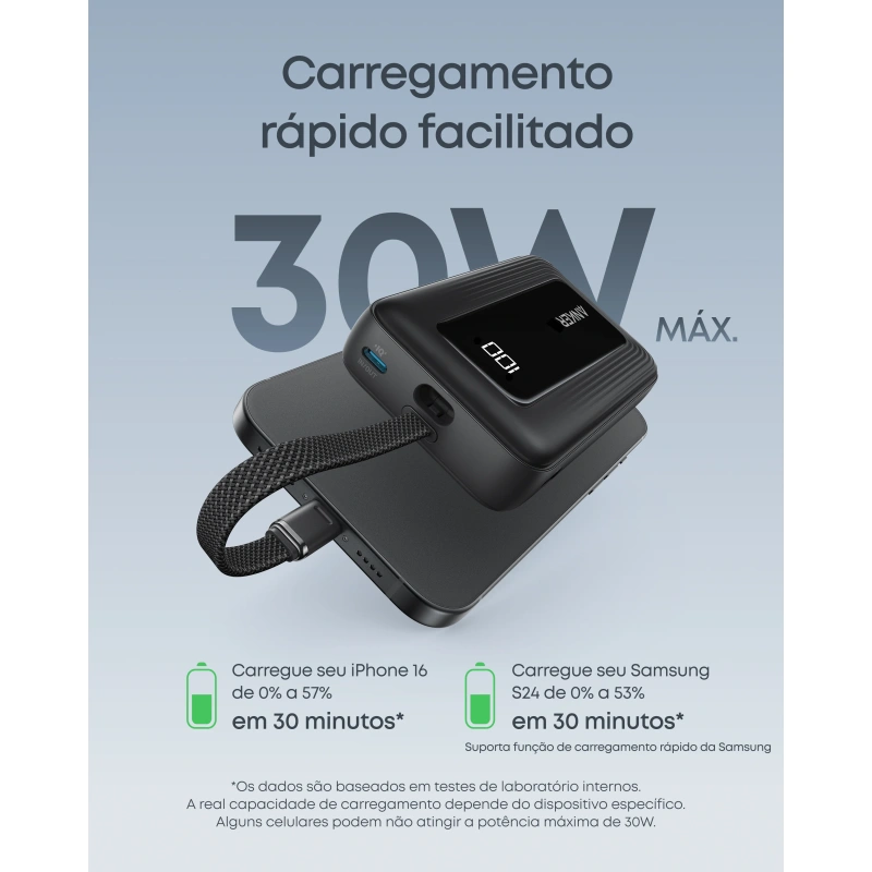 ANKER POWER BANK (10K,30W,BUILT-IN USB-C CABLE) - Image 2