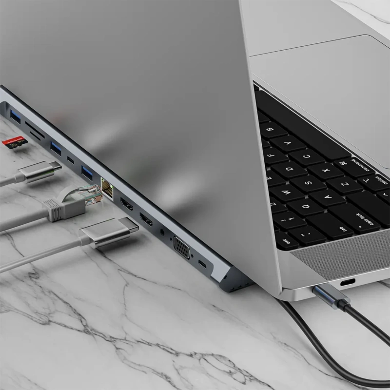 Green Lion 12-in-1 USB-C Hub with 4K HDMI & Ethernet – Gray - Image 3