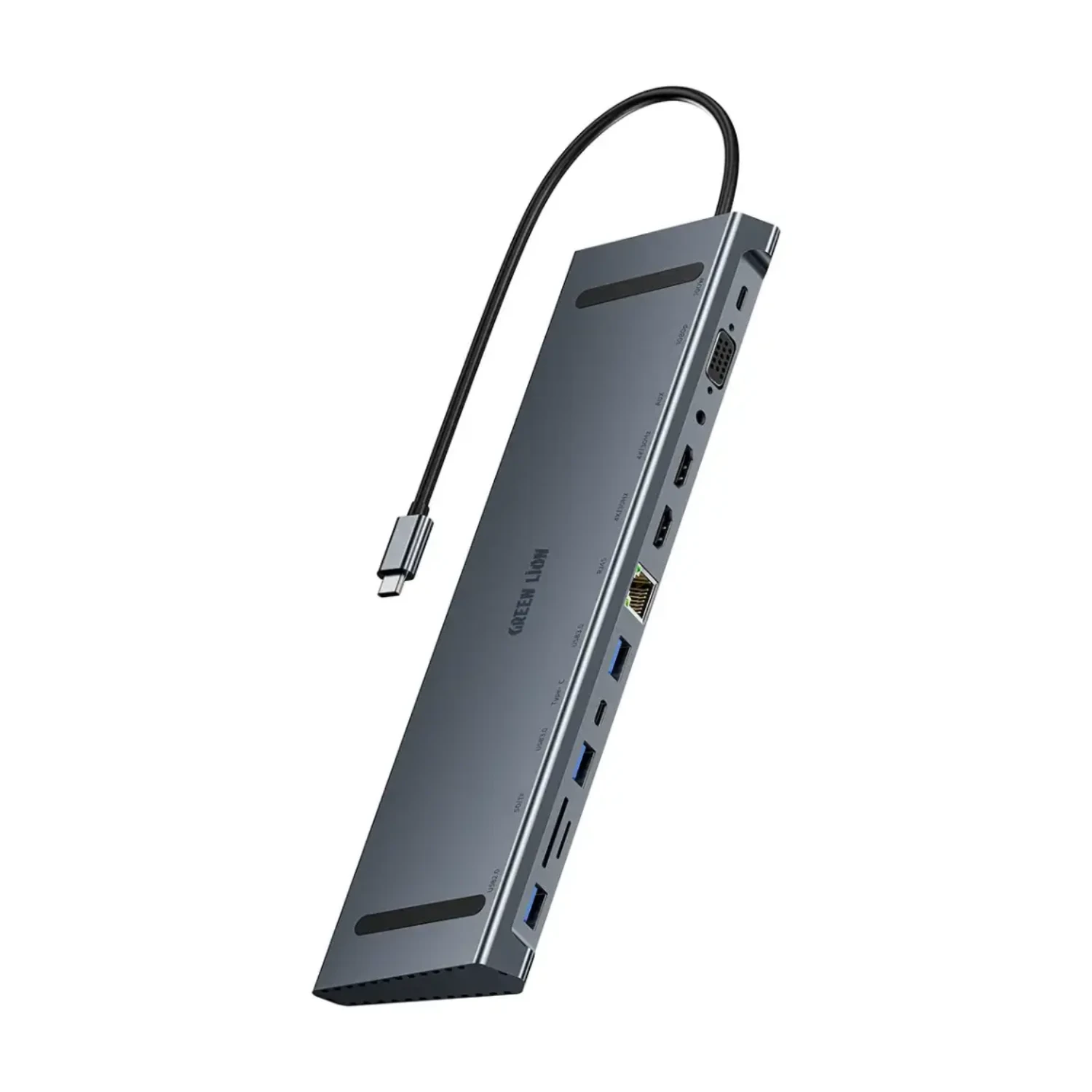 Green Lion 12-in-1 USB-C Hub with 4K HDMI & Ethernet – Gray Green Lion 12-in-1 USB-C Hub with 4K HDMI & Ethernet – Gray - Image 1