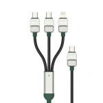 Green Lion 3-in-1 Braided Electroplated USB-C to C & Lightning 1.2M Cable – Black & Green