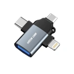 Green Lion 3-in-1 OTG Cable Lightning Micro USB & USB-C – Gray