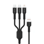 Green Lion 3-in-1 USB-A to USB-C & Lightning 1M 27W Cable – Black