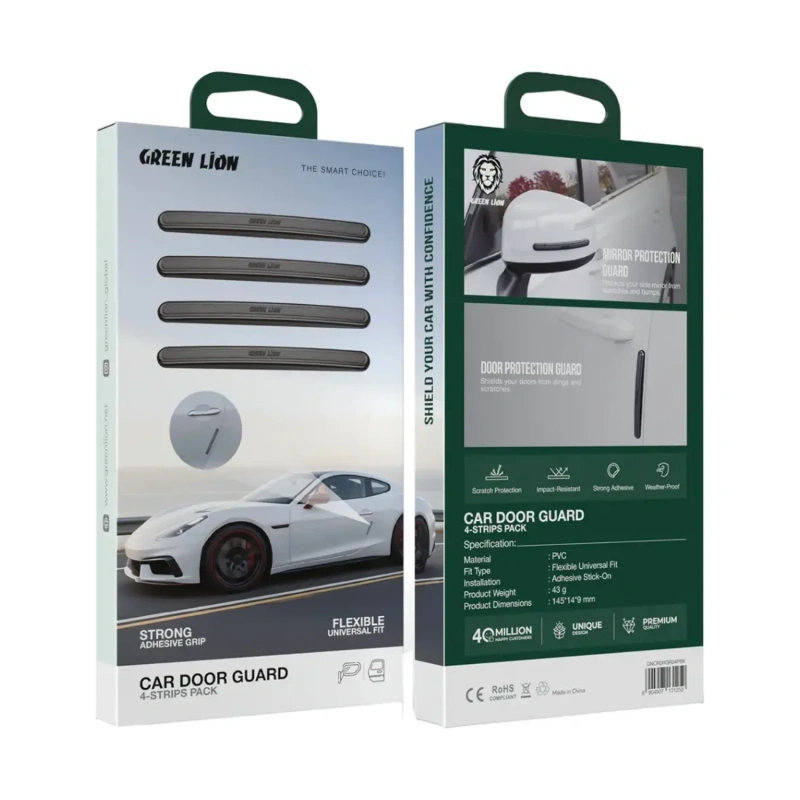 Green Lion Car Door Guard 4-Strip Protective Pack – Black - Image 2