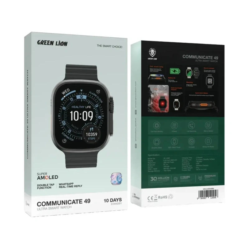 Green Lion Communicate 49 Ultra Smart Watch 49mm – Black - Image 2