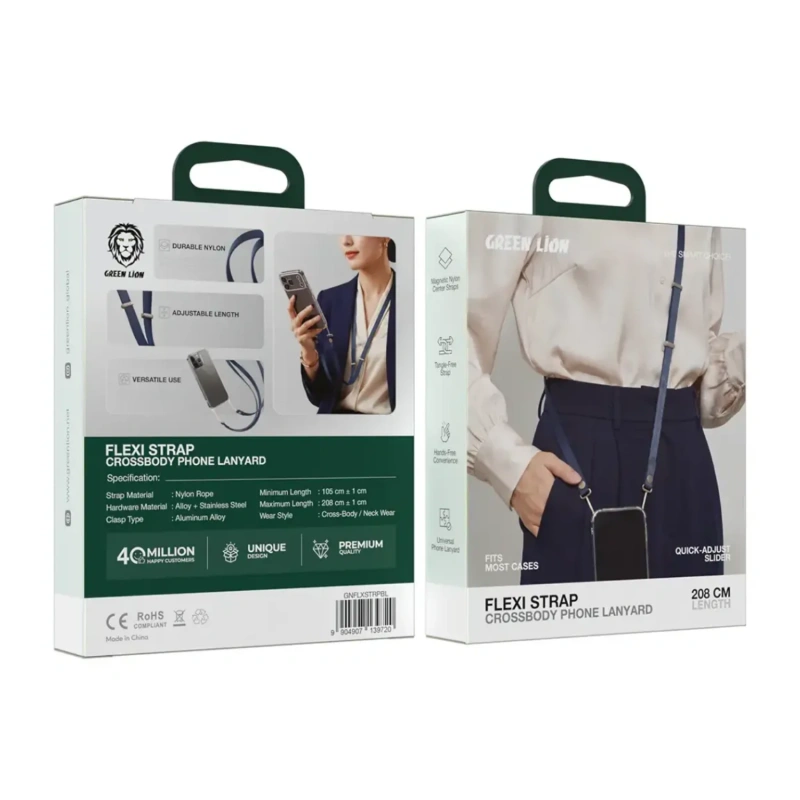 Green Lion Flexi Strap Crossbody Phone Lanyard 208cm – Blue - Image 3