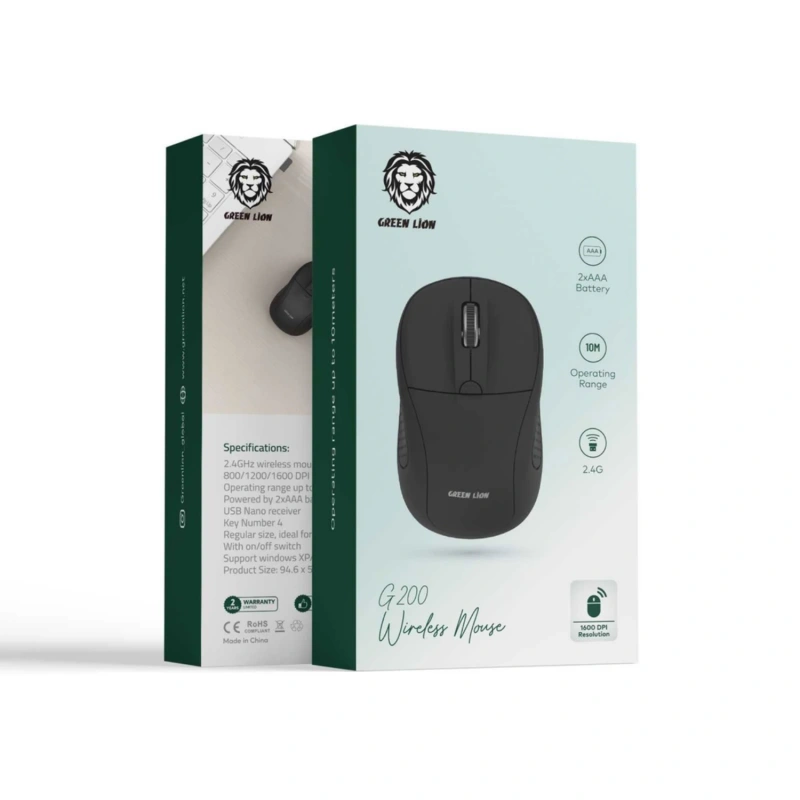 Green Lion G200 Wireless Mouse – Black - Image 2