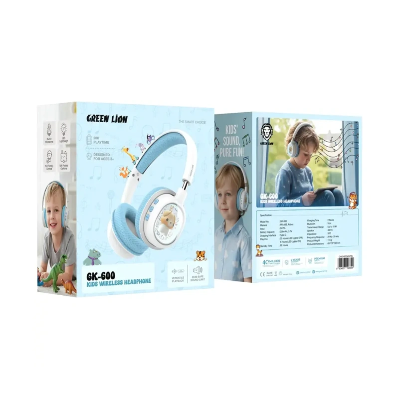 Green Lion GK-600 Kids Wireless Headphone – Blue - Image 4