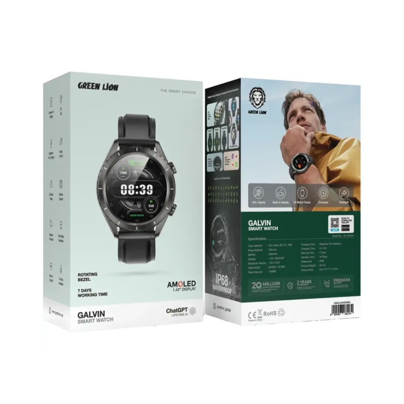 Green Lion Galvin Smart Watch – Black - Image 2