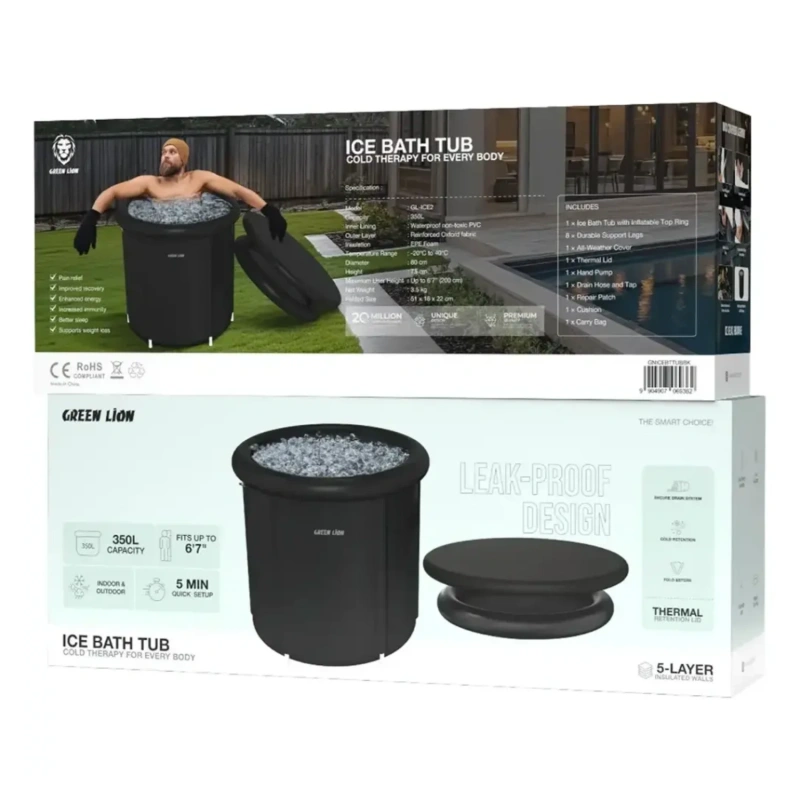 Green Lion Ice Bath Tub – Black - Image 2