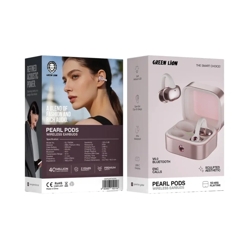 Green Lion Pearl Pods True Wireless Earbuds – Pink - Image 2