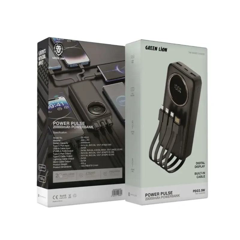 Green Lion Power Pulse 20,000mAh Power Bank PD 22.5W – Black - Image 2