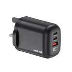 Green Lion Q-Series 100W GaN UK Wall Charger USB-A & Dual USB-C – Black