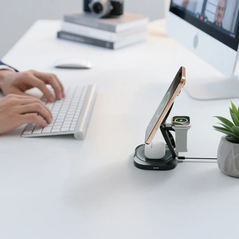 Green Lion Qi2.2 MagFlex Foldable 3-in-1 Magnetic Wireless Charger 25W – Grey - Image 2