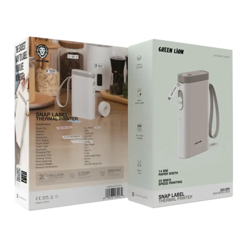 Green Lion Snap Label Thermal Printer 14mm – White - Image 2