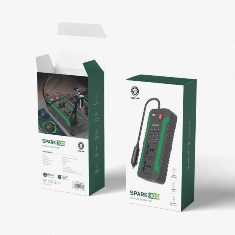 Green Lion Spark 300W Power Inverter with AC USB-A & PD Ports – Black - Image 3