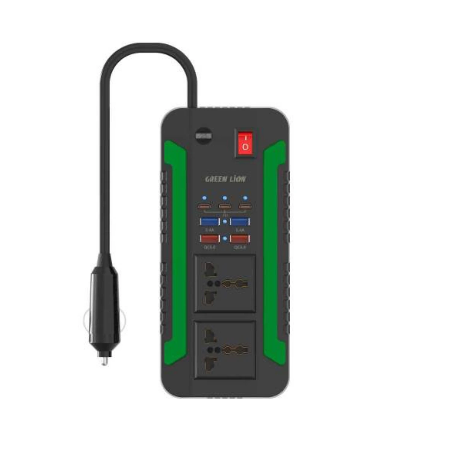 Green Lion Spark 300W Power Inverter with AC USB-A & PD Ports – Black Green Lion Spark 300W Power Inverter with AC USB-A & PD Ports – Black - Image 1