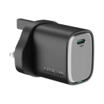 Green Lion Supra 33W GaN UK Wall Charger with USB-C to USB-C Cable – Black