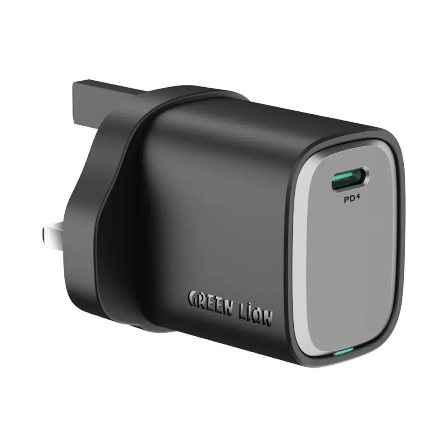 Green Lion Supra 33W GaN UK Wall Charger with USB-C to USB-C Cable – Black Green Lion Supra 33W GaN UK Wall Charger with USB-C to USB-C Cable – Black - Image 1