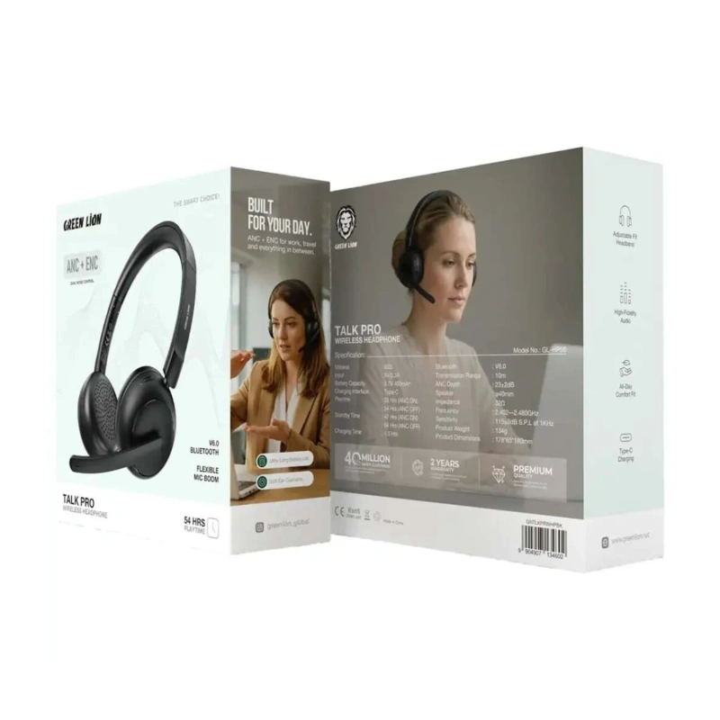 Green Lion Talk Pro Wireless Headphone – Black - Image 3