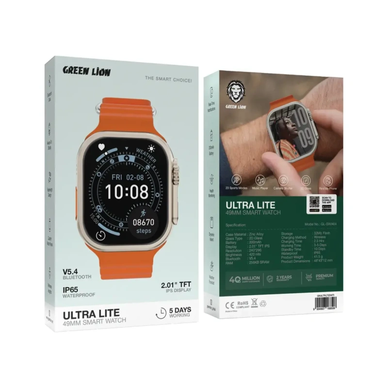 Green Lion Ultra Lite 2.01-inch TFT IPS Smart Watch – Titanium - Image 2