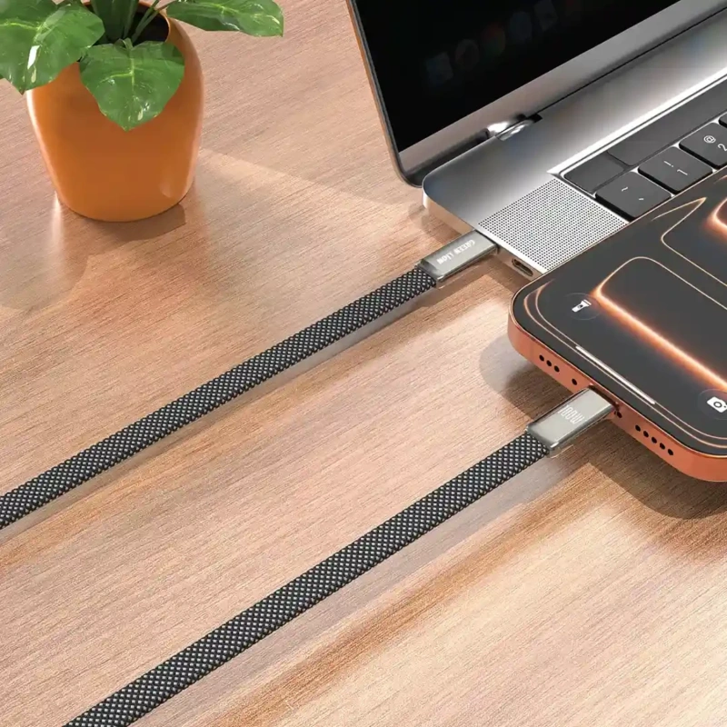 Green Lion Ultra-Thin Braided USB-C to USB-C 100W Cable 1M – Black - Image 2