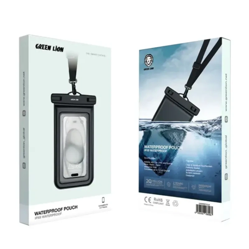 Green Lion Waterproof Phone Pouch for 7.2-inch Phones – Clear - Image 2