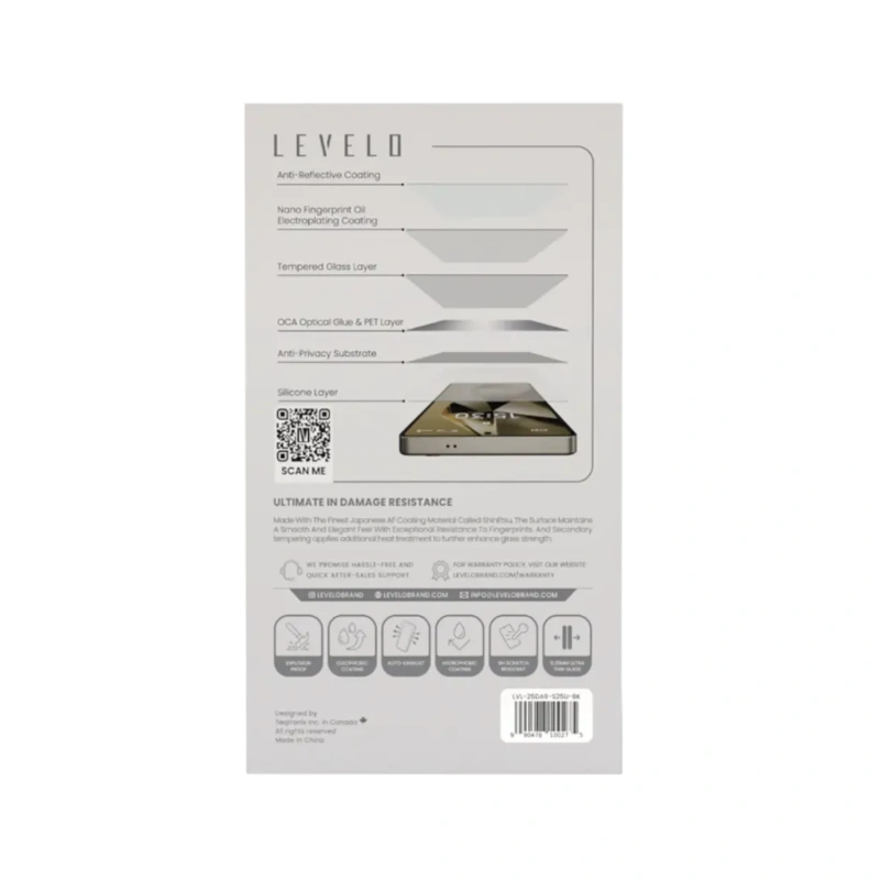Levelo 2.5D Silk Print Privacy AR Tempered Glass Screen Protector for Samsung Galaxy S25 Ultra – Black - Image 3