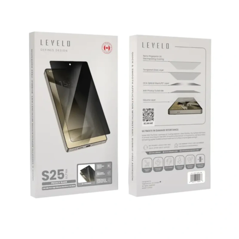 Levelo 2.5D Silk Print Privacy Tempered Glass Screen Protector for Samsung Galaxy S25 Ultra – Black - Image 2