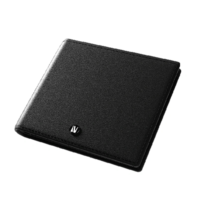 Levelo Billfold Mens Genuine Saffiano Leather Wallet – Black - Image 2