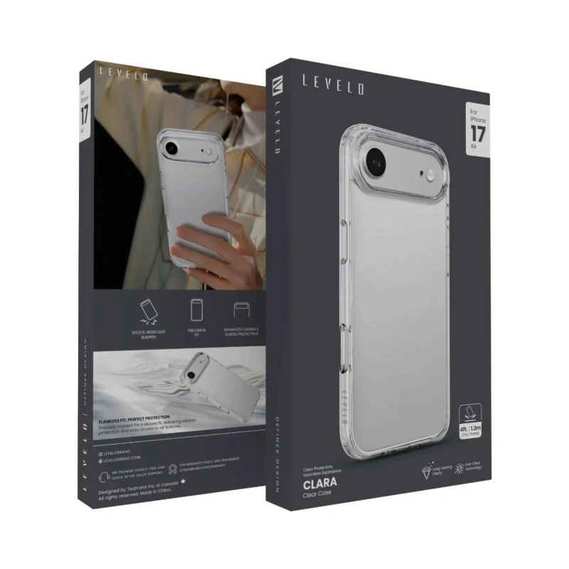 Levelo Clara MagSafe TPU+PC Case for iPhone 17 Air – Transparent - Image 5