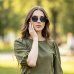 Levelo Como Octagon-Shaped Sunglasses with Pouch – Grey/Black - Image 4