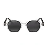 Levelo Como Octagon-Shaped Sunglasses with Pouch – Grey/Black - Image 2