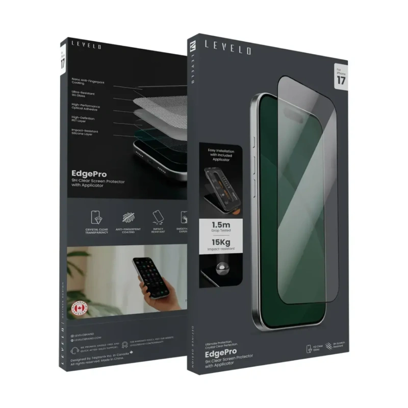 Levelo EdgePro 9H HD Screen Protector with Applicator for iPhone 17 – Clear - Image 2