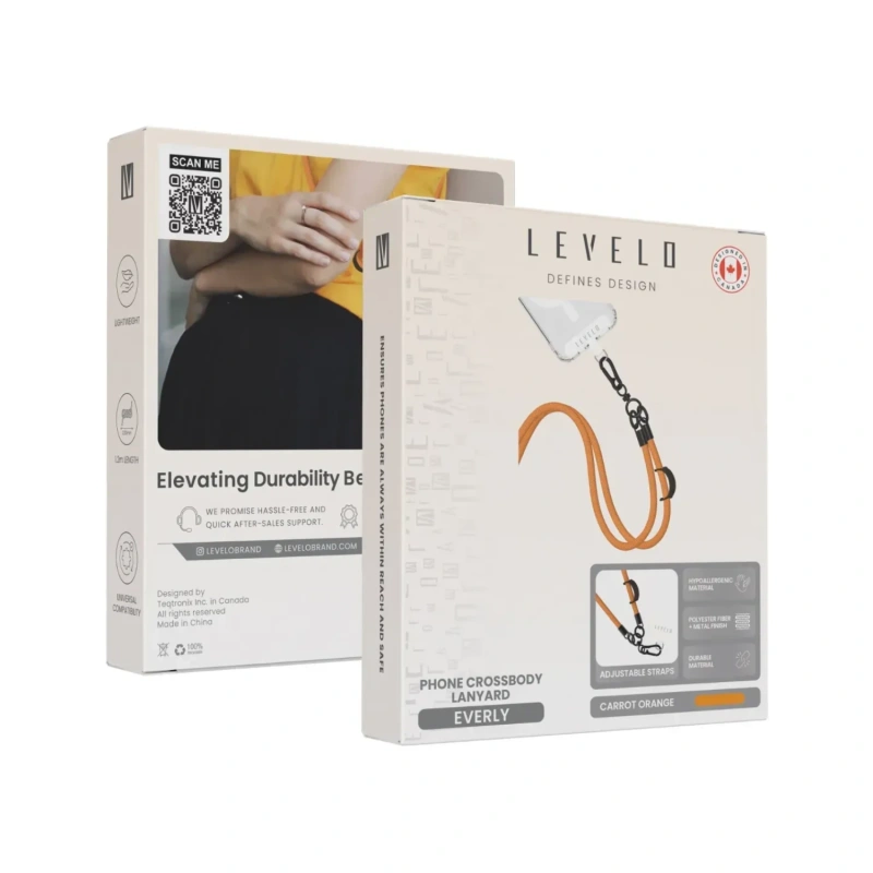 Levelo Everly Phone Crossbody Lanyard – Carrot Orange - Image 3
