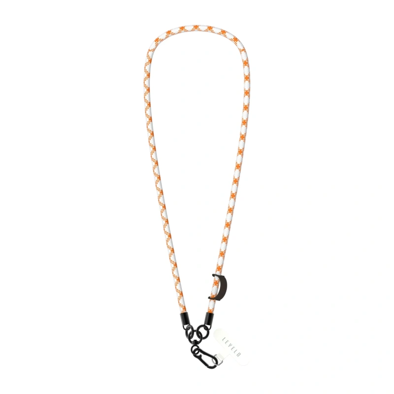 Levelo Everly Phone Crossbody Lanyard – White/Orange - Image 2