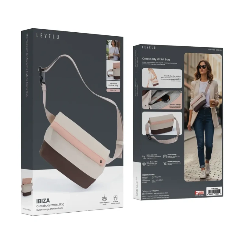 Levelo Ibiza Crossbody Waist Bag – Blush Pink - Image 4