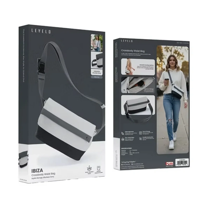 Levelo Ibiza Crossbody Waist Bag – Slate Grey - Image 3