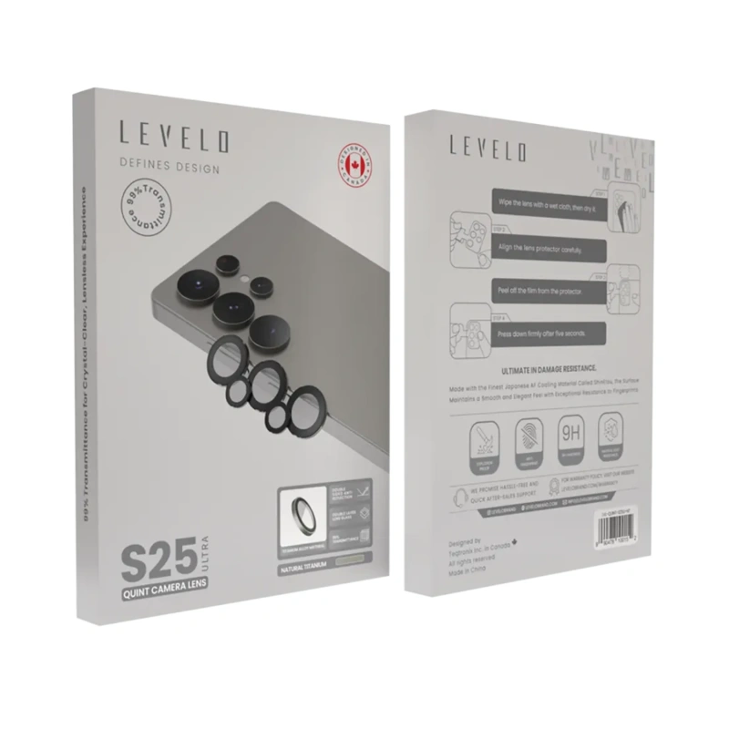 Levelo Lucent Quint AR Camera Lens Protector for Samsung Galaxy S25 Ultra – Natural Titanium - Image 3