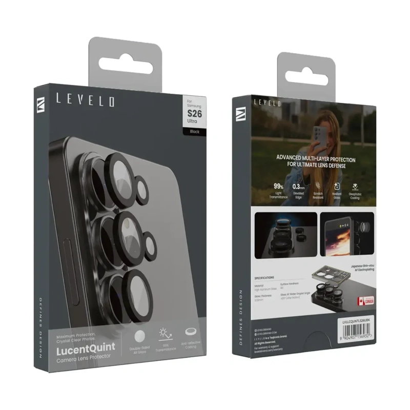 Levelo LucentQuint AR Camera Lens Protector for Samsung Galaxy S26 Ultra – Black - Image 3