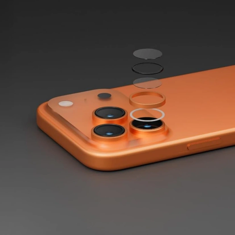 Levelo LucentTrio AR Camera Lens Protector for iPhone 17 Pro & Pro Max – Titanium Orange - Image 2