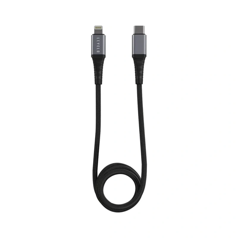 Levelo Nori Mini 60W Car Charger with USB-C to Lightning Cable – Gun Grey - Image 2
