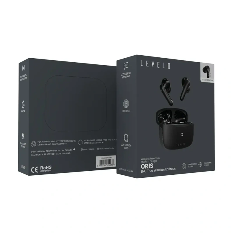 Levelo Oris Wireless Earbuds – Black - Image 3