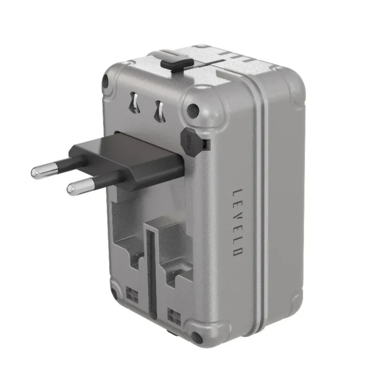 Levelo Roamiversal 35W Luggage Design Universal Travel Adapter – Aluminum Silver - Image 4
