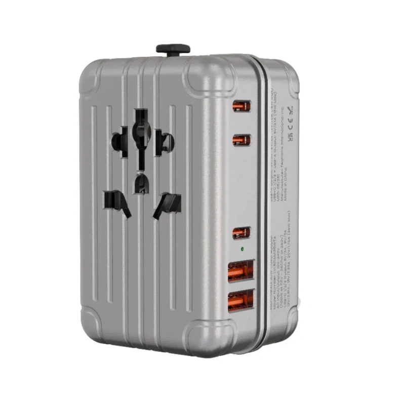 Levelo Roamiversal 35W Luggage Design Universal Travel Adapter – Aluminum Silver - Image 2