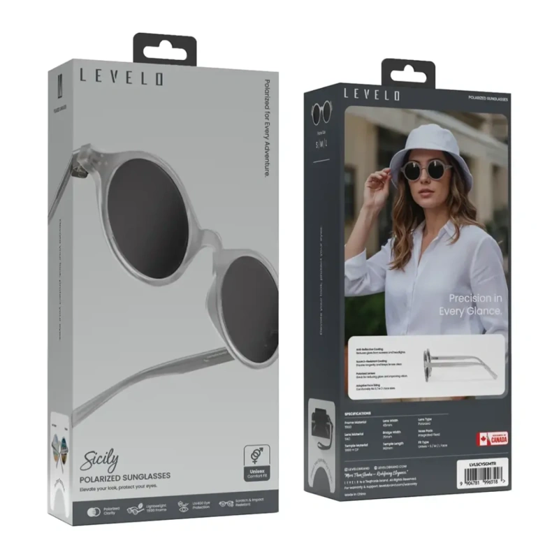 Levelo Sicily Round-Shaped Polarized Sunglasses with Pouch – Matte - Image 4
