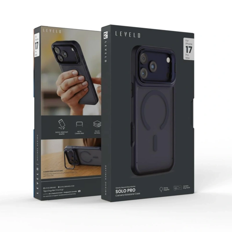 Levelo Solo Pro Camera KickStand Case for iPhone 17 Pro Max – Blue - Image 5